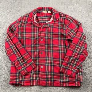 LL Bean Pajama Shirt Mens Large Red Plaid Flannel Button Up Cotton Sleepwear